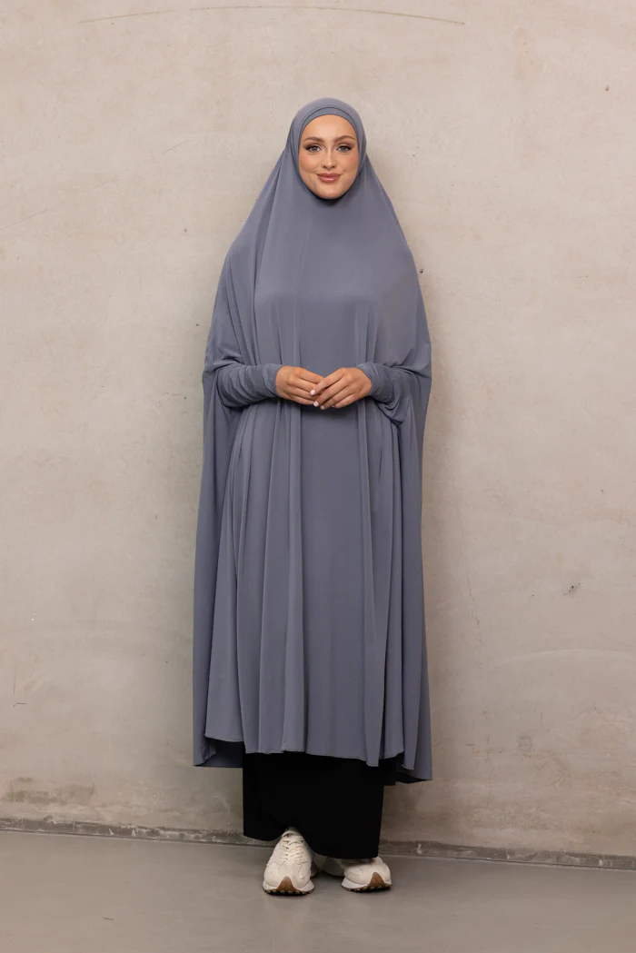 Women's XL Sleeved Jilbab - Slate Blue - Image 3