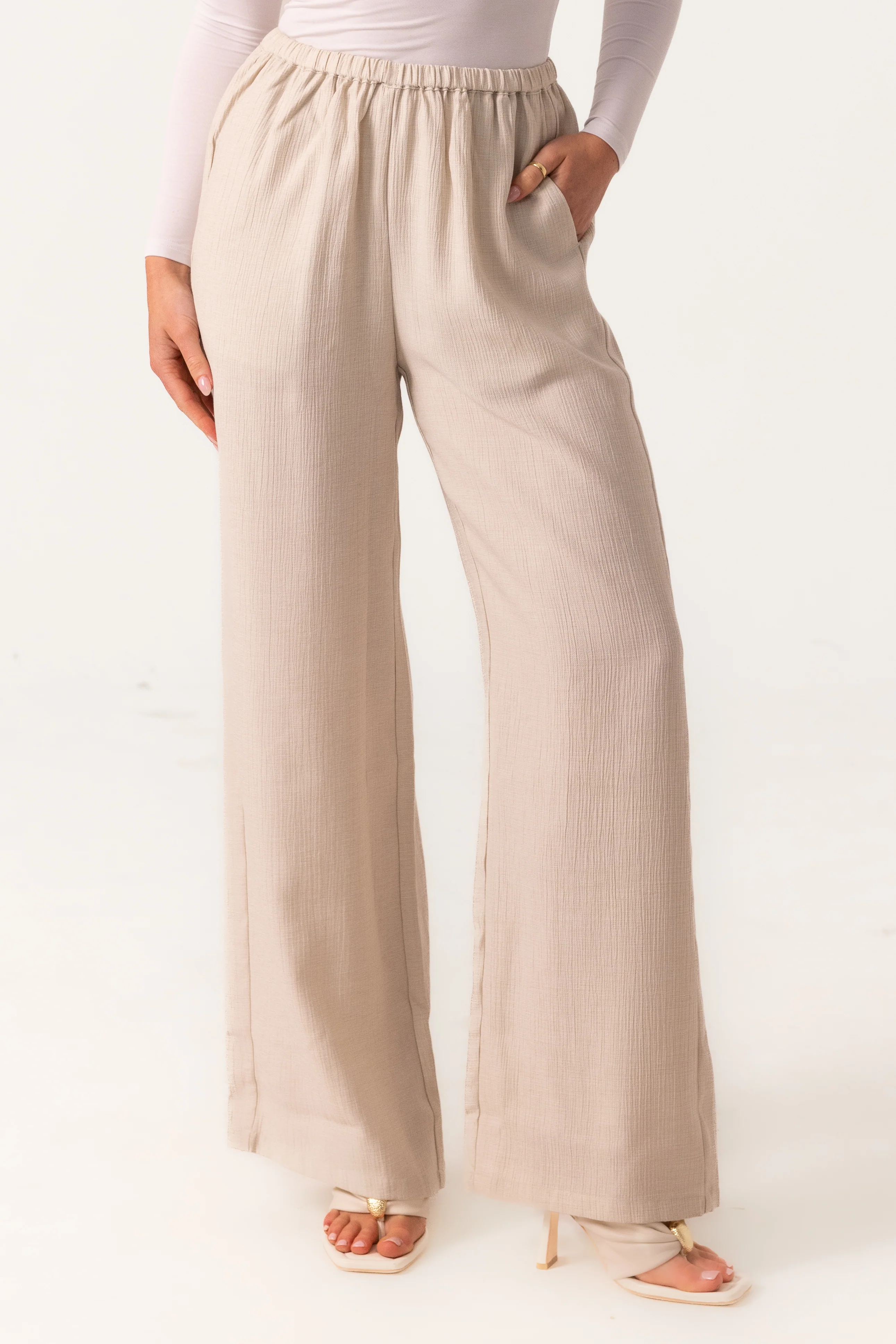Yara Crinkle Pants - Oat - Image 3