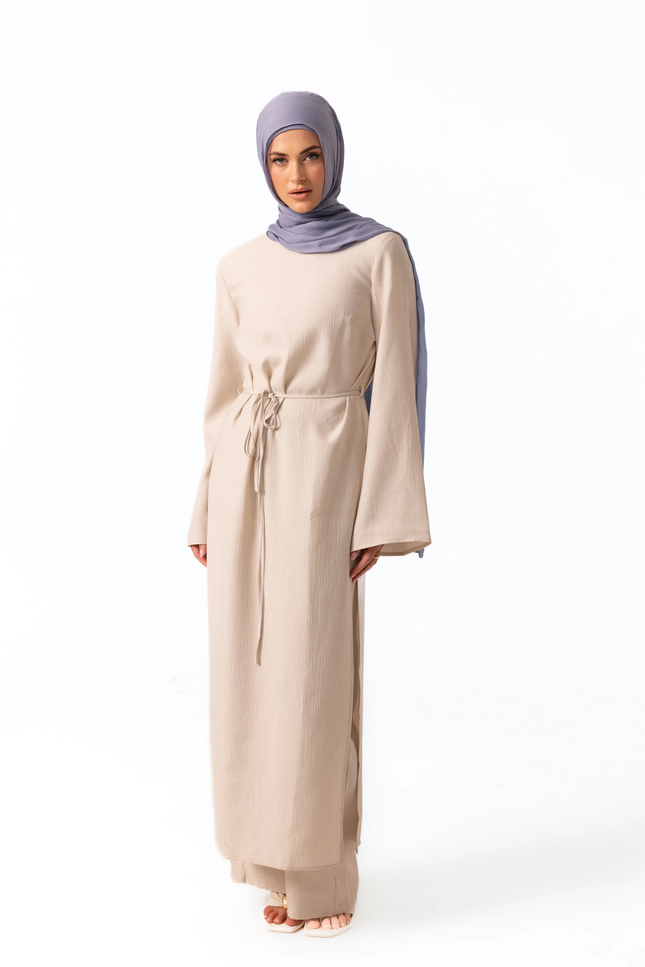 Yara Crinkle Split Tunic - Oat - Image 3